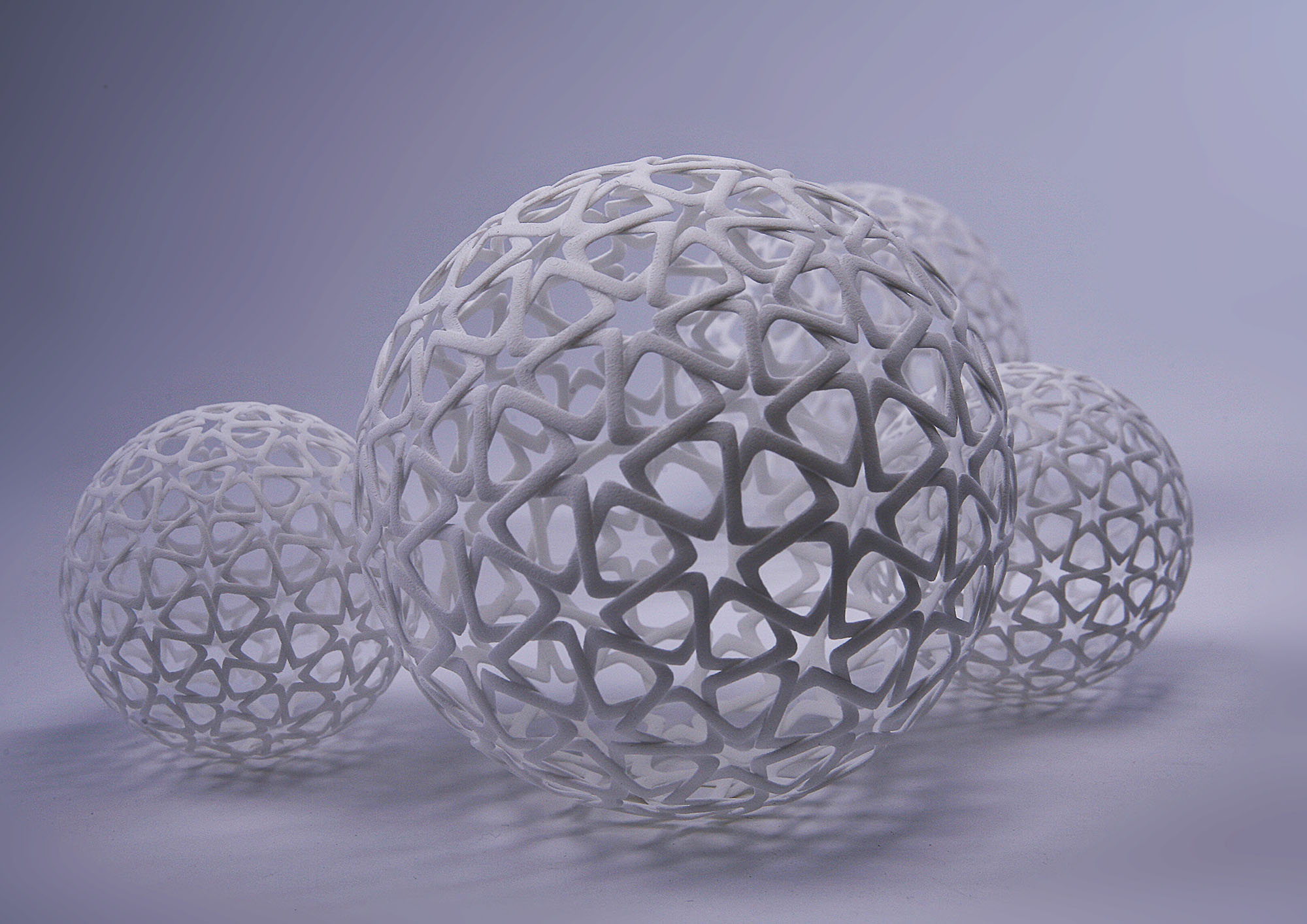 SLS printed ball with a pattern inspired by islamic geometry